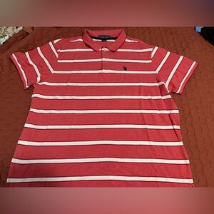 U.S. Polo Assn. Men's Red and White Striped Polo Shirt